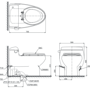 Ảnh công trình thực tế Bồn Cầu Điện Tử TOTO MS688W6#XW Kèm Nắp Rửa Điện Tử WASHLET Dòng C5 – TCF6531Z (220V)