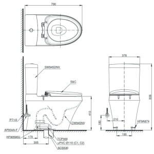 Ảnh công trình thực tế Bồn Cầu Điện Tử TOTO CS945DNW6#XW Kèm Nắp Rửa Điện Tử WASHLET Dòng C5 – TCF6531Z (220V)