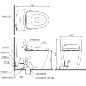 Ảnh công trình thực tế Bồn Cầu Điện Tử TOTO CS769DRW7#XW Kèm Nắp Rửa Điện Tử WASHLET Dòng C2 – TCF6631A (220V)