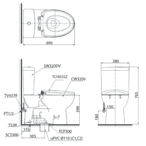 Ảnh công trình thực tế Bồn Cầu Điện Tử TOTO CS320DRW7#W Kèm Nắp Rửa Điện Tử WASHLET Dòng C2 – TCF6631A (220V)