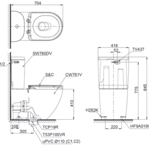 Ảnh công trình thực tế Bồn Cầu Điện Tử TOTO CS761DW5#XW Kèm Nắp Rửa Điện Tử WASHLET Dòng S7 – TCF4732A (220V)
