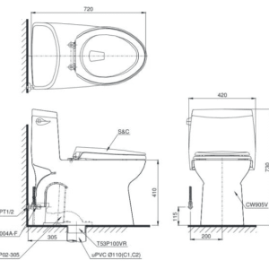 Ảnh công trình thực tế Bồn Cầu TOTO MS905E4#XW 1 Khối Nắp Rửa Cơ TCW1211A