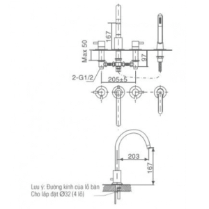 Ảnh công trình thực tế Vòi Lavabo INAX LFV-7000B Nóng Lạnh 3 Lỗ