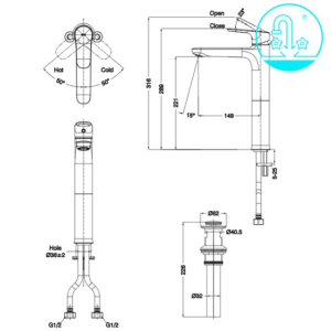 Alternative view of Vòi Lavabo INAX LFV-1402SH Nóng Lạnh Thân Cao
