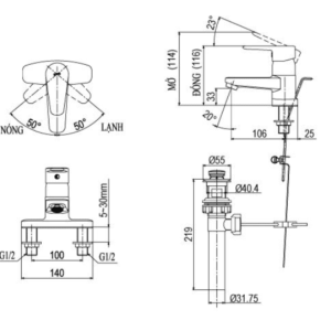 Alternative view of Vòi Lavabo INAX LFV-1201S-1 Nóng Lạnh