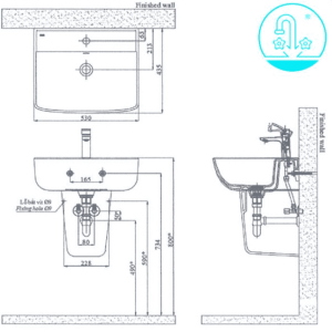 Ảnh công trình thực tế Chậu Rửa Lavabo INAX AL-312V/L-298VC Kèm Chân Ngắn Treo Tường Aqua Ceramic