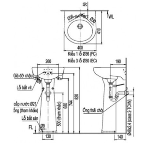 Ảnh công trình thực tế Chậu Rửa Lavabo INAX L-282V/L-284VD Kèm Chân Dài Treo Tường