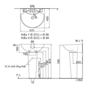 Ảnh công trình thực tế Chậu Rửa Lavabo INAX L-288V/L-288VD Kèm Chân Dài Treo Tường