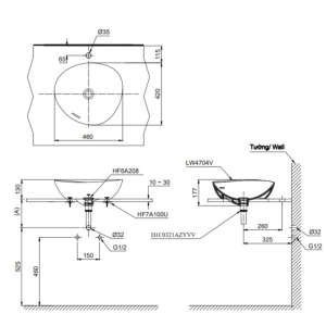 Ảnh công trình thực tế Chậu Rửa Mặt TOTO LT4704MTG19#CMWĐặt Bàn Trắng Mờ