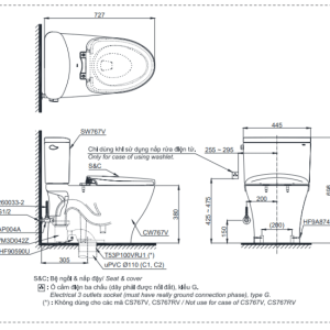 Ảnh công trình thực tế Bồn Cầu Điện Tử TOTO CS767RW11#XW Kèm Nắp Rửa Điện Tử WASHLET Dòng S7 – TCF4911Z (220V)