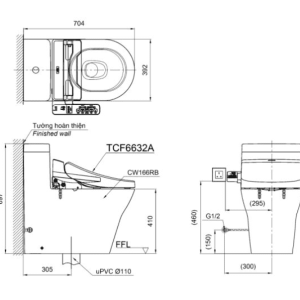 Ảnh công trình thực tế Bồn Cầu Điện Tử TOTO CW166RB#XW/TCF6632A#NW1/T53P100VR Kèm Nắp Rửa Điện Tử WASHLET Dòng C2 – TCF6632A (220V)