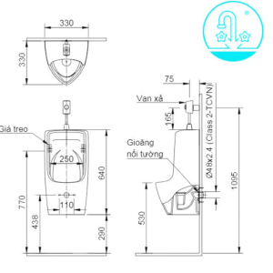Alternative view of Bồn Tiểu Nam INAX AU-431VR Treo Tường Men Chống Bám Bẩn