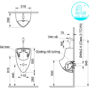 Ảnh công trình thực tế Bồn Tiểu Nam INAX U-440V Treo Tường