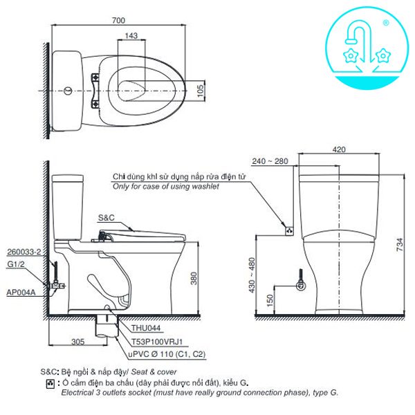 Alternative view of Bồn Cầu Điện Tử TOTO CS735DW11#XW Kèm Nắp Rửa Điện Tử WASHLET Dòng S7 - TCF4911Z (220V)