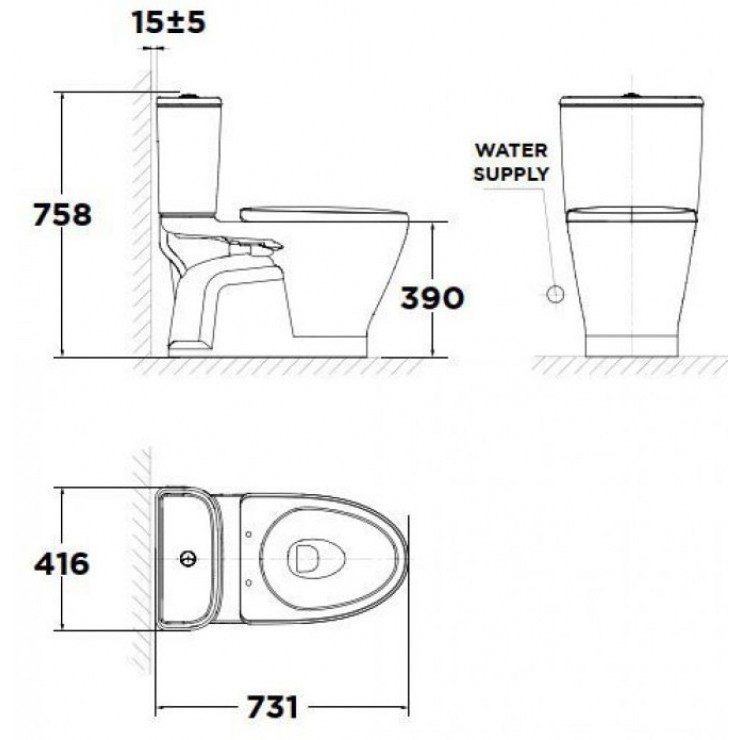 Alternative view of Bồn Cầu American Standard VF-2162S Nắp Rửa Cơ SLIM00001-WT Xả Xoáy Kép Loven