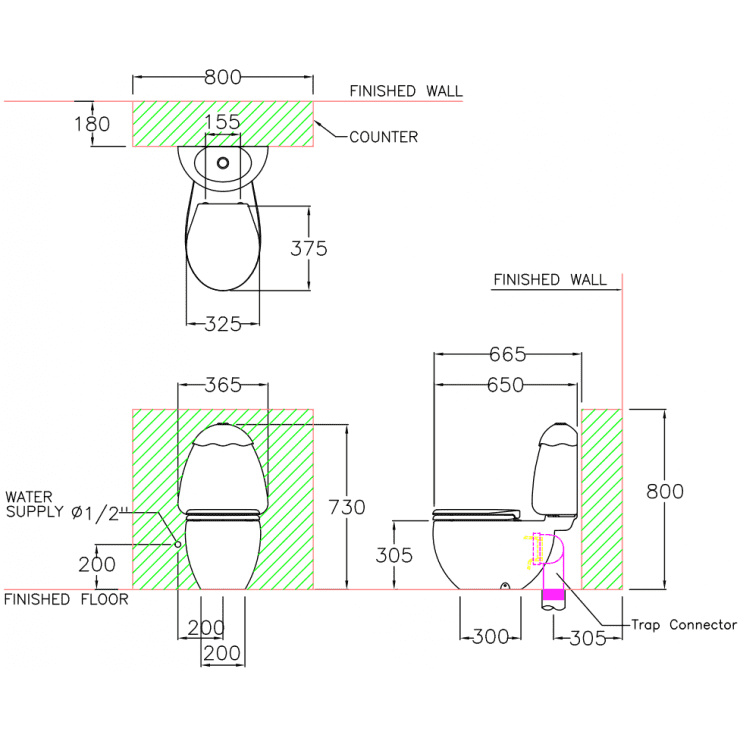 Alternative view of Bồn Cầu COTTO C15007 KW Googai Hai Khối Trẻ Em