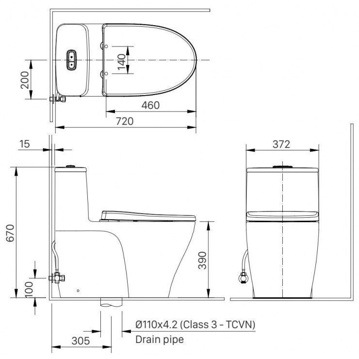 Ảnh công trình thực tế Bồn Cầu Nắp Điện Tử INAX AC-989/CW-H20VN