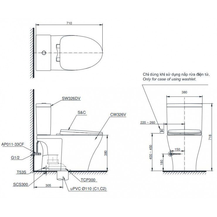 Alternative view of Bồn Cầu 2 Khối TOTO CS326DT10 Nắp Êm TC395VS