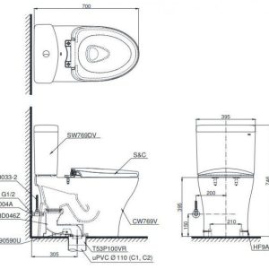 Ảnh công trình thực tế Bồn Cầu TOTO CS769DRT10 Nắp Êm TC395VS 2 Khối