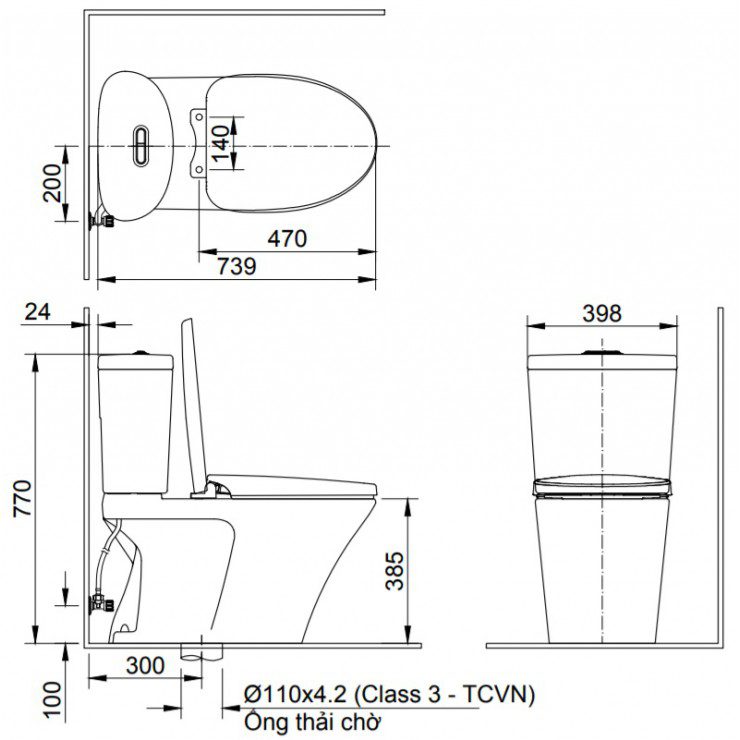 Alternative view of Bồn Cầu INAX AC-700VAN (AC700VAN) 2 Khối Xả Nhấn Aqua Ceramic