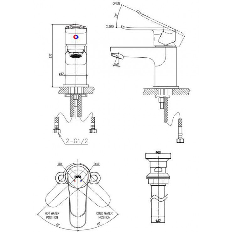 Ảnh công trình thực tế Vòi Lavabo Inax LFV-2012S-R Nóng Lạnh Kèm Trụ Xả Lật