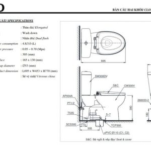 Ảnh công trình thực tế Bồn Cầu TOTO 2 Khối CS300DRT3#W Nắp Đóng Êm TC385VS