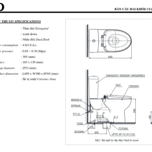 Ảnh công trình thực tế Bồn Cầu TOTO 2 Khối CS325DRT3 Nắp Đóng Êm TC385VS
