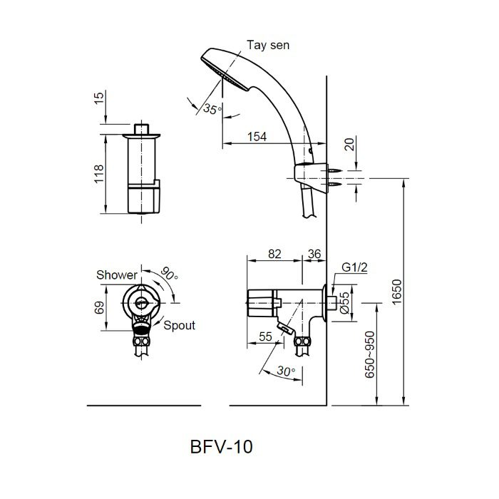 Alternative view of Sen tắm nước lạnh INAX BFV-10-1C