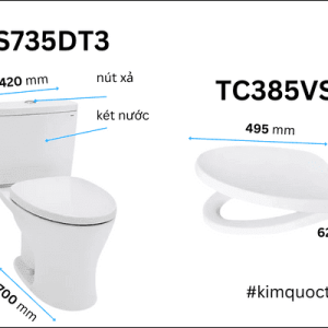 Alternative view of Bồn Cầu TOTO 2 Khối CS735DT3#XW Nắp Đóng Êm TC385VS