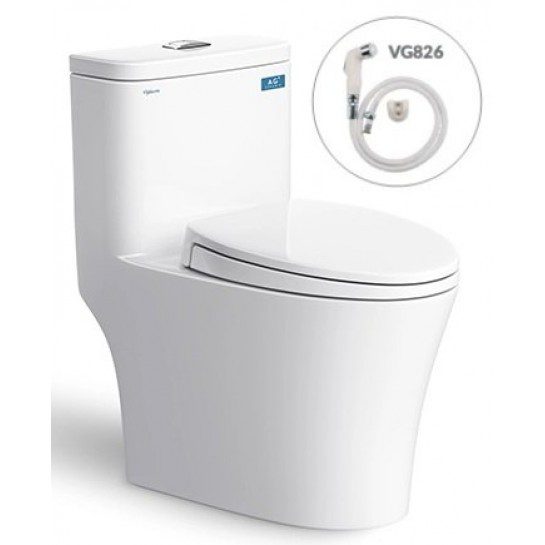 Bồn Cầu VIGLACERA V63 1 Khối Nắp Êm V68 Tặng Xịt VG826