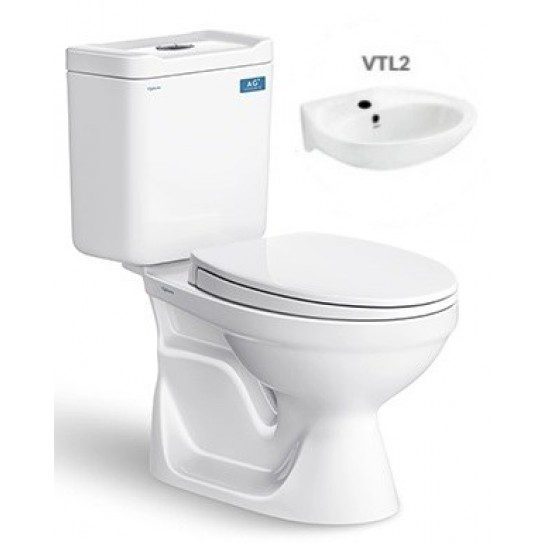 Bồn Cầu VIGLACERA VT18M 2 Khối Nắp Êm Kèm Chậu VTL2