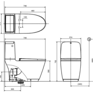 Alternative view of Bồn Cầu INAX ACT-832VN 2 Khối Xả Cảm ứng