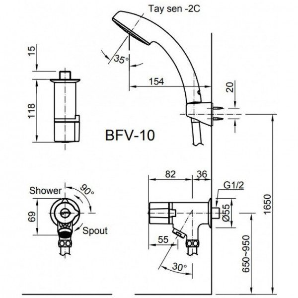 Alternative view of Sen tắm nước lạnh INAX BFV-10-2C