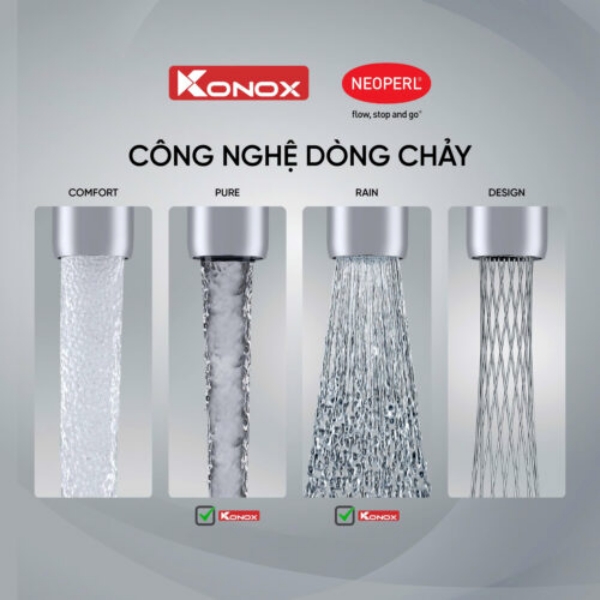Alternative view of Vòi rửa bát dây rút Konox Stream Smart Black