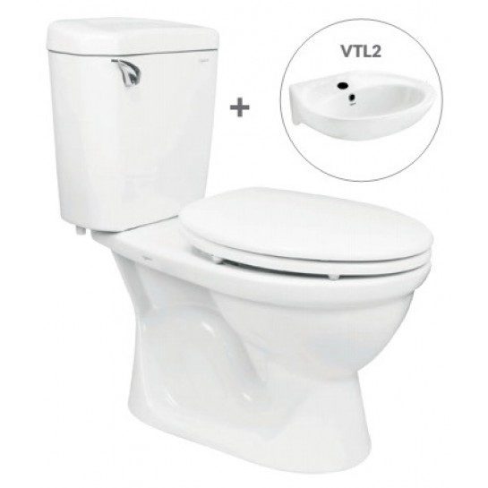 Bồn Cầu VIGLACERA VI77 2 Khối Nắp Thường Kèm Lavabo VTL2