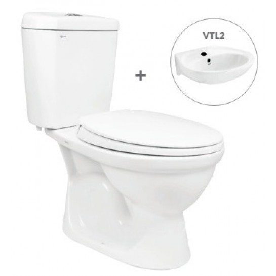 Bồn Cầu VIGLACERA VI88 Nắp Êm 2 Khối Kèm Lavabo VTL2