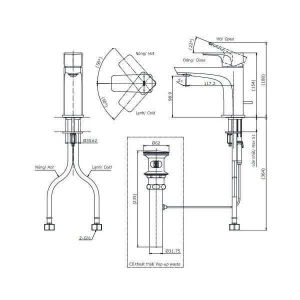 Ảnh công trình thực tế Vòi Lavabo TOTO TLG07301V Gật Gù Nóng Lạnh GE