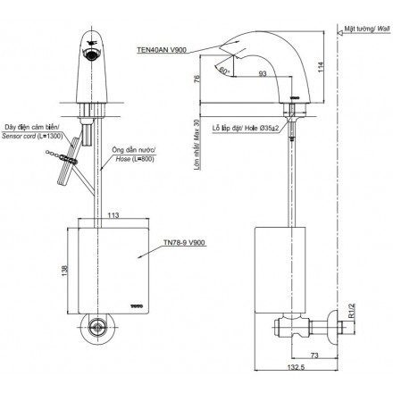 Alternative view of Vòi Lavabo TOTO TEN40ANV900/TN78-9V900 Cảm Ứng Nước Lạnh