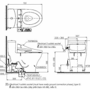 Ảnh công trình thực tế Bồn Cầu Điện Tử TOTO MS885DW7#XW Kèm Nắp Rửa Điện Tử WASHLET Dòng C2 – TCF6631A (220V)