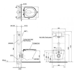 Ảnh công trình thực tế Bồn Cầu TOTO CW162/TC384CVK Treo Tường