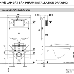Ảnh công trình thực tế Bồn cầu treo tường nắp điện tử INAX AC-23P + CW-KA22AVN