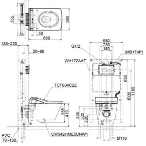Ảnh công trình thực tế Bồn Cầu TOTO CW522EA#NW1/TCF803CZ#NW1/WH172AT Treo Tường