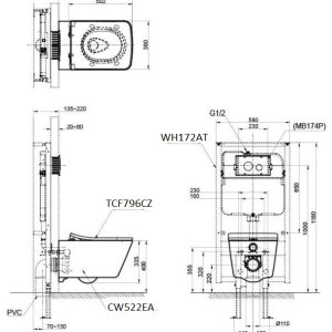Ảnh công trình thực tế Bồn Cầu TOTO CW522EA#NW1/TCF796CZ#NW1/ WH172AT Treo Tường