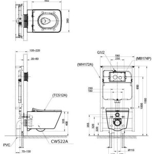 Ảnh công trình thực tế Bồn Cầu TOTO CW522A#NW1 Nắp Đóng Êm TC512A Treo Tường