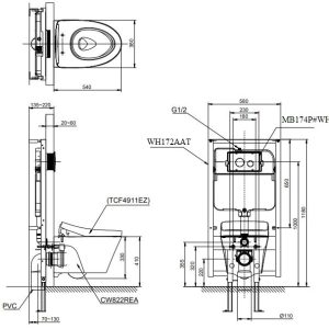 Ảnh công trình thực tế Bồn Cầu TOTO CW822REA#W/TCF4911EZ#NW1/WH172AAT/TCA464 Treo Tường