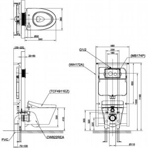 Ảnh công trình thực tế Bồn Cầu TOTO CW822REA#W/TCF24460AAA#NW1/WH172AT /TCA465 Treo Tường