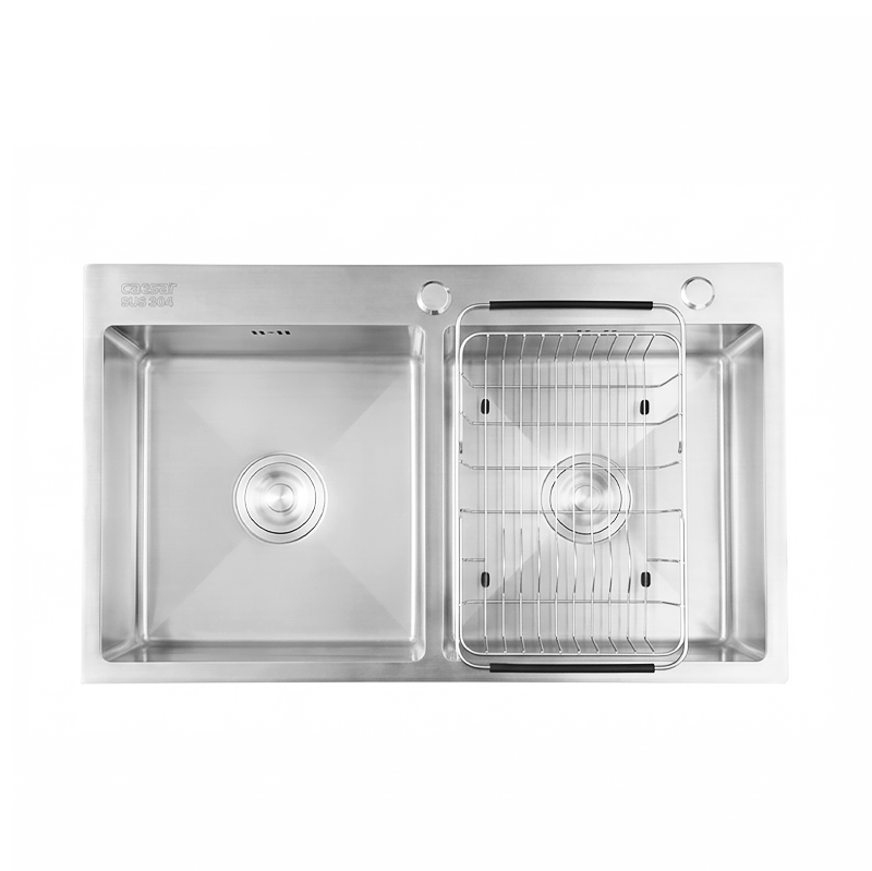 Chậu Rửa Chén Inox Caesar KSH02H082SX 2 Hộc 820x450mm Lắp Nổi
