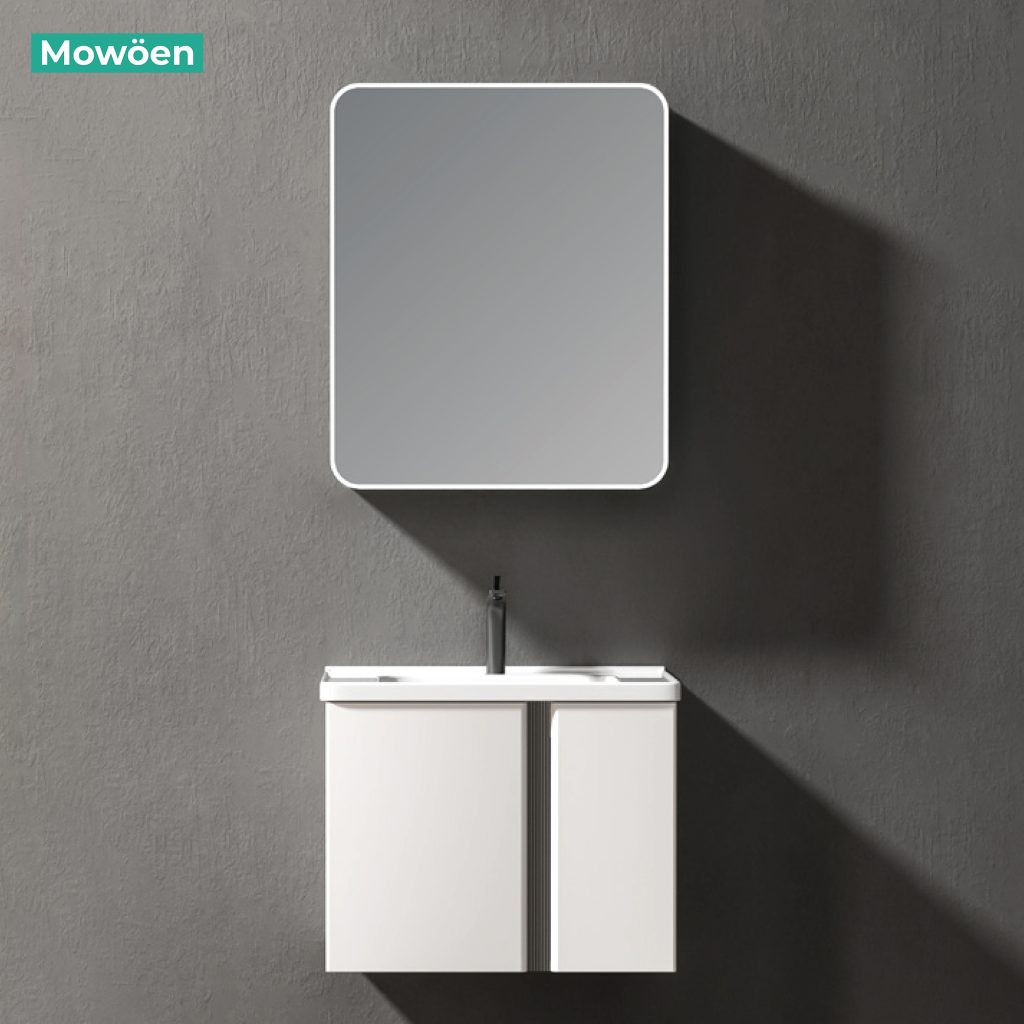 Tủ Lavabo Nhựa PVC MOWOEN MW2703-60 600mm Kèm Gương LED