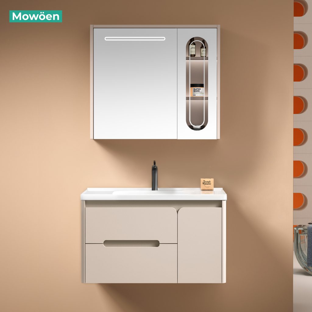 Tủ Lavabo Nhựa PVC MOWOEN MW2711-80 810mm Kèm Gương LED