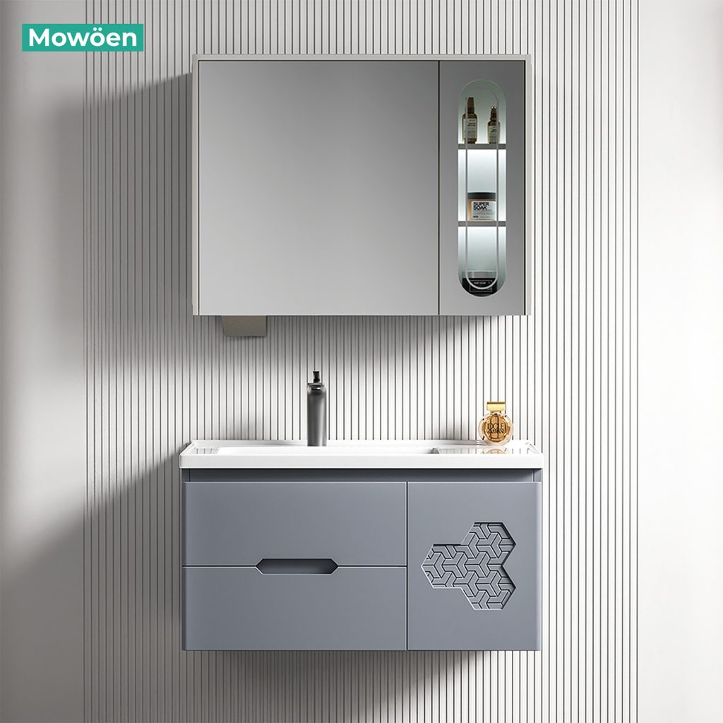 Bộ Tủ Lavabo Nhựa PVC MOWOEN MW2715-80 Chậu Chống Tràn 800mm